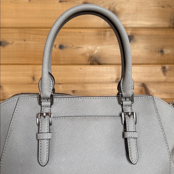 Michael Kors Light Gray Ciara Large Saffiano Leather Satchel - Picture 5 of 16